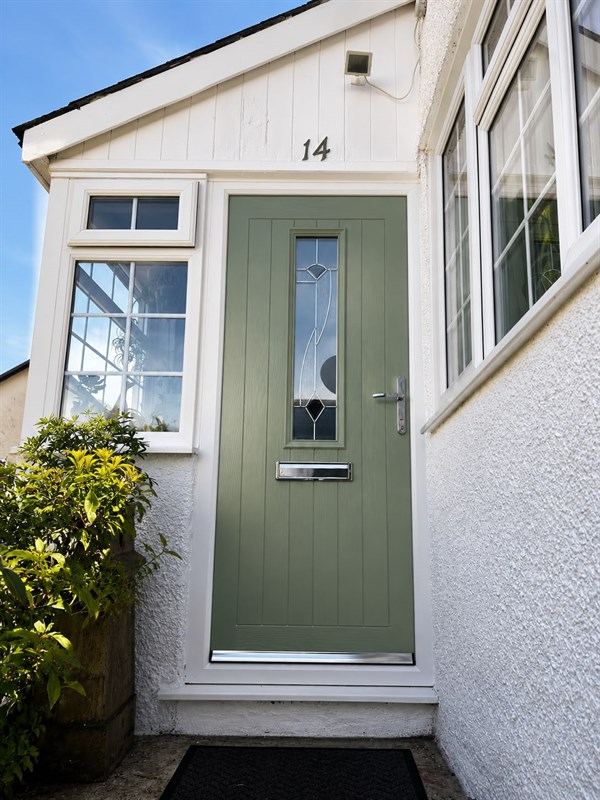 Composite replacement door on a Cheshire home
